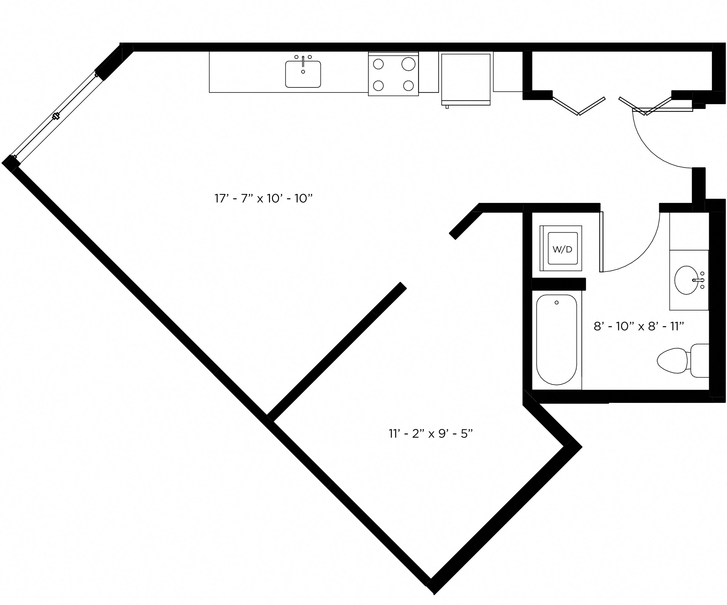 Atlas1bx1b - Plan 0D - 583 sqft Atlas1bx1b - Plan 0D - 583 sqft